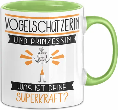 Produktbild von Vogelschützerin Und Prinzessin Tasse Geschenk Für Eine Vogelschützerin Geburtstag Was Ist Deine Superkraft (Grün)