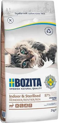 Produktbild von Bozita Indoor & Sterilised Grain free mit Rentier 2 kg