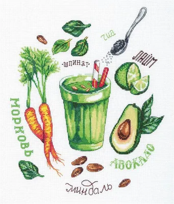 Productafbeelding van Panna kruisstikset "Groentesmoothie", 27x30,5 cm, met telpatroon