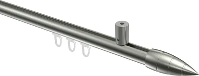 Produktbild von Interdeco Innenlaufstange / Gardinenstange mit Innenlauf Edelstahl-Optik, Typ Sonius Samanto (Rillenpatrone) Deckenmontage, 20 mm Ø 1-läufig, 140 cm