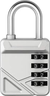 Produktbild von INF Metall Vorhängeschloss mit 4-stelligem Code für Schließfächer & Gepäck Silber