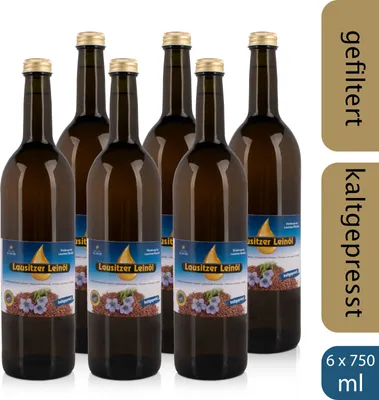 Produktbild von 6 x Lausitzer Leinöl (kaltgepresstes Leinöl), 6x 750ml