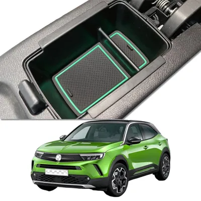 Zdjęcie produktu dla Pojemnik do przechowywania, montowany w konsoli środkowej, dla samochodu Opel Corsa F / Corsa-e, rocznik 2019-2025, kolor: zielony