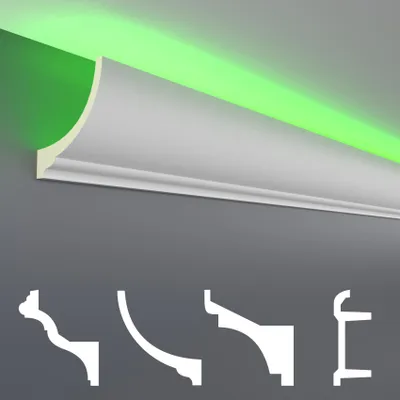 Produktbild von LED Stuckleisten aus Polyurethan- lichtundurchlässig, Variantenvielfalt & vorgrundiert - Sparpakete