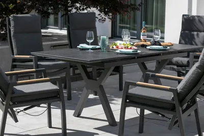 Produktbild von Gartenmöbelset Ausziehtisch Granada, 6er Set Dining Relaxsessel Sevilla