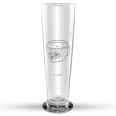 Produktbild von Mr. & Mrs. Panda Bierglas Kaffee Tasse - Transparent - Geschenk, Geschmack, Lustige Sprüche, Weißbierglas, Weizenbier Glas, Mr Mrs Weizenglas, Bier, Weizen, Glücklich