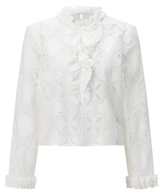 Produktbild von Rich & Royal Romantic Blouse with Ruffle pearl white 36
