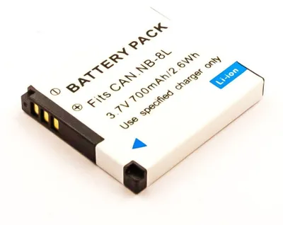 Produktbild von Akku für Canon PowerShot A3350 IS Li-Ion 3,7 Volt 700 mAh schwarz.