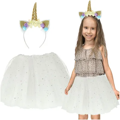 Immagine prodotto di Costume carnevale unicorno fascia + gonna bianca 3-6 anni