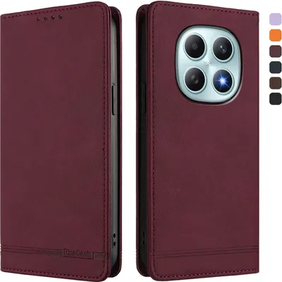 Obrázek produktu pro Pouzdro pro Xiaomi Redmi Note 15, retroPolyuretankožené flip pouzdro s stojánkem a přihrádkami na karty Červený