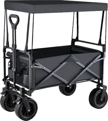 Zdjęcie produktu dla Składany wózek ręczny – wózek transportowy – pojemność 150 l – nośność 200 kg – regulowany uchwyt – opony terenowe 20 cm
