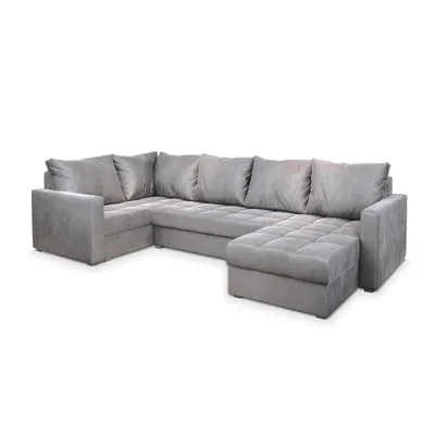 Produktbild von Masseno Ecksofa LORIVO L-S mit Schlaffunktion U-Form, Sofa mit Bettkasten, Wohnzimmersofa, Couch, Soffa, Bettsofa, Couchgarnitur- Hellgrau, PAROS 05