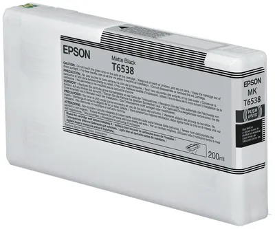 Imagen del producto de Cartucho de tinta negra mate Epson T6538 (200 ml), rendimiento estándar, , tinta pigmentada, 200 ml, 1 unidad, envase individual