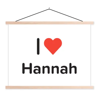 Produktbild von MuchoWow® Textilposter Ich liebe - Hannah - Mädchen 60x45 cm mit holzfarbenen Rahmen - Bild