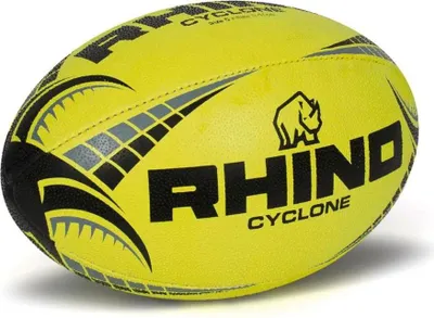 Image de Rhino Rugbyball Cyclone Fluo Jaune Taille 4 - Ballon d'entraînement avec grip