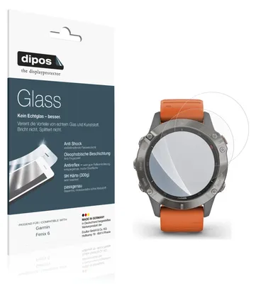Produktbild von 2x Schutzfolie für Garmin Fenix 6 matt - Anti-Shock 9H Folie dipos Glass Kunststoffglas