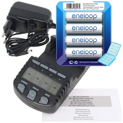 Produktbild von Technoline BC 700 Akku-Ladegerät schwarz mit 4x Panasonic eneloop Standard HR-3UTG und AccuCell Akkubox