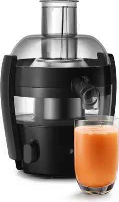Produktbild von Philips Viva Collection zentrifugal Entsafter, 1.5 L, NutriU-Rezepte-App, QuickClean, 500 W, Schwarz (HR1832/00)