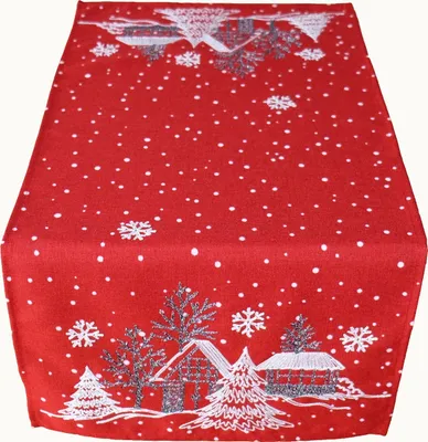Produktbild von Tischwäsche Stickerei Winterdorf 40 x 85 cm - rot