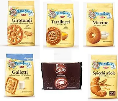 Produktbild von TESTPAKET Mulino Bianco Kekse Italien cookies Galletti Macine Girotondi Tarallucci Spicchi di sole Pan di stelle biscocrema