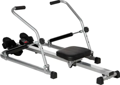 Produktbild von HOMCOM faltbares hydraulisches Rudergerät mit 3 Widerstandsstufen, digitalem Monitor und rutschfestem Pedal für Heimfitness, Stahl, 129 x 70 x 70 cm, Schwarz und Silber