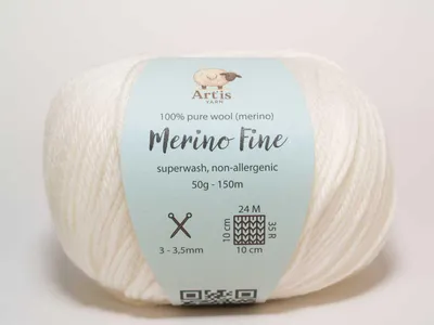 Obrázok produktu pre Merino Fine Art'is Yarn 100 % Vlna | Superwash a hypoalergénna (50 g/150 m) (1 biela)