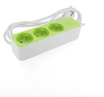 Zdjęcie produktu dla Chacon 49727, blok 3 x 16, przewód A, 3 żyły, przekrój 1,5 mm², długość 1,5 metra, kolor: biały/zielony