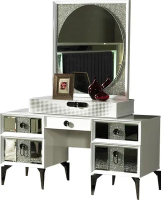 Immagine prodotto di Consolle per il trucco tavolo da toilette tavolo da toilette specchio bianco design legno