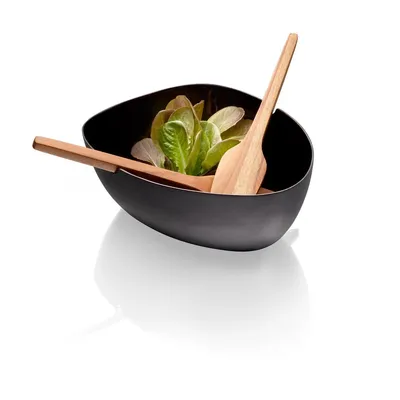 Zdjęcie produktu dla Philippi Boat Salatschale mit Besteck Aluminium, lackiert, innen emailliert, Akazienholz 131010