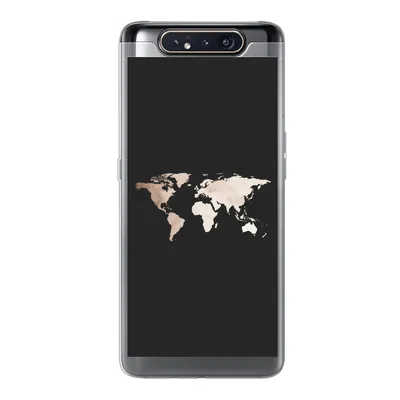 Produktbild von MuchoWow® Handyhülle Schutzhülle Hülle für Samsung Galaxy A80 Weltkarte - Leder - Schwarz Silikon Softcase Handy Hülle - Schutzdeckel