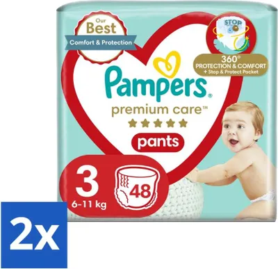 Image de Pampers – Couches-culottes – Couches premium taille 3 – 48 couches – Pack économique – 2 pièces