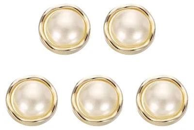 5 Kunststoffknöpfe Gold 15 mm, runde Perlenknöpfe zum Nähen