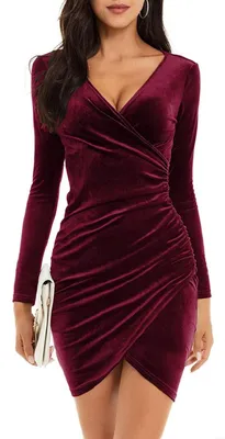 Produktbild von Abendkleid für Damen – V-Ausschnitt, Wickelmodell, rot, Größe L