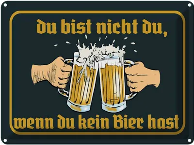 Produktbild von vianmo Blechschild 30x40 cm du nicht da wenn kein Bier hast Spruch Zitat