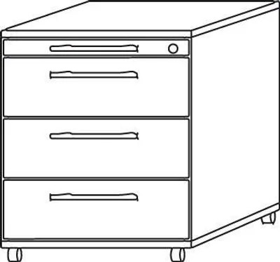Produktbild von Rollcontainer AC20 Re, 60er Tiefe 42,8 x 58 x 59 cm, 1/3/6 HE
