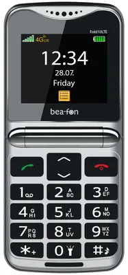 Produktbild von Beafon Fold 10 LTE, Klappgehäuse, Single SIM, 5,59 cm (2.2"), Bluetooth, 1350 mAh, Schwarz, Silber