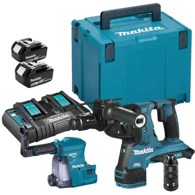 Produktbild von Makita DHR281PT2J, Handbohrmaschine, SDS Plus, Bürstenlos, Schwarz, Blau, 5000 RPM, 3,2 cm