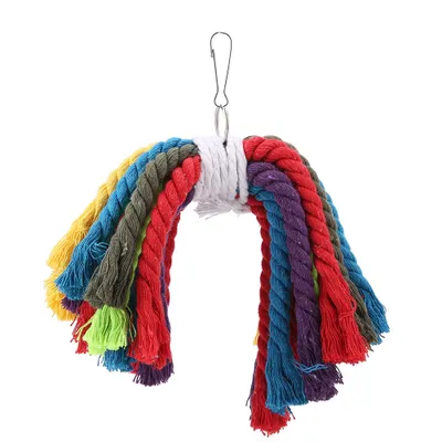 Produktbild von Kauspielzeug für Vögel, interaktives Baumwollseilspielzeug, ideal für große und kleine Vögel, hängendes Spielzeug für den Vogelkäfig