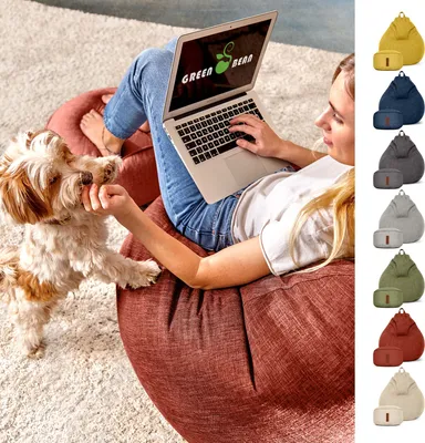 Produktbild von Green Bean® 2er Set Indoor Sitzsack "Home Linen" + Hocker mit EPS Perlen Füllung - Rot
