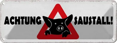 Produktbild von vianmo Blechschild 10x27 cm Achtung Saustall Warnschild Hinweisschild Sicherheit Vorsicht