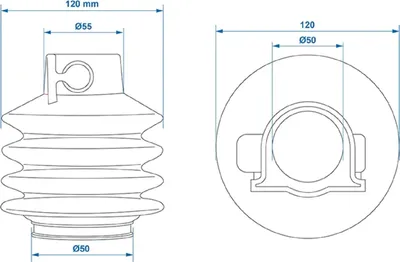 Produktbild von Faltenbalg für Anhänger Durchmesser 120 mm aus Gummi kompatibel für Alko >'88