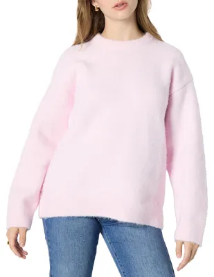 Image de A. Pull ample à col rond pour femmes, imitation mohair, couleur lilas pastel
