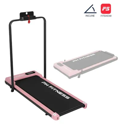 Produktbild von PH Fitness B1FS Laufband, 1–8 km/h, klappbarer Handlauf, Steigung bis 6 %, FitShow-App, max. 120 kg – Rosa