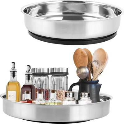 Produktbild von Drehplateau 30/25 cm Edelstahl 360 Grad Drehbar für Küche