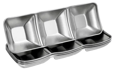 4er-Set Soßenschalen, 3-geteilt, Edelstahl, 24 cm, silber