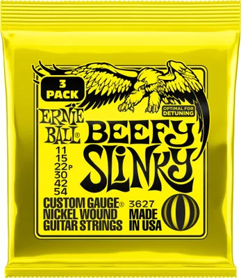 Zdjęcie produktu dla Struny do gitary elektrycznej Ernie Ball Beefy Slinky Nickel Wound, 3-pak, rozstaw 11-54