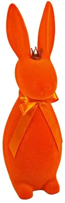 Produktbild von Werner Voß Dekorationsobjekt Hase mit Krone Orange beflockt (69cm)
