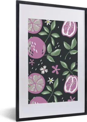 Produktbild von MuchoWow® Gerahmtes Poster Sommer - Obst - Blumen 40x60 cm - Poster mit Schwarzem Bilderrahmen Wandposter Rahmen Foto Bilder - Poster in Rahmen