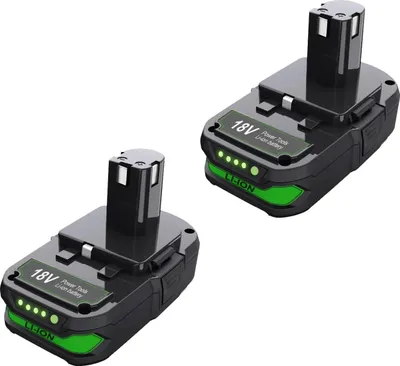 Obrázek produktu pro Náhradní akumulátor pro elektrické nářadí – Li-Ion 18 V – dvojité balení – kapacita 3000 mAh – kompatibilní s P107/P108/RB18L50 – šedý