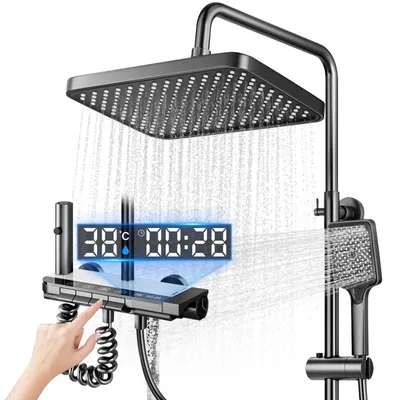 Obrázok produktu pre Sprchová hlavica s hadicou a LED osvetlením, dažďová sprcha 27 x 17,5 cm